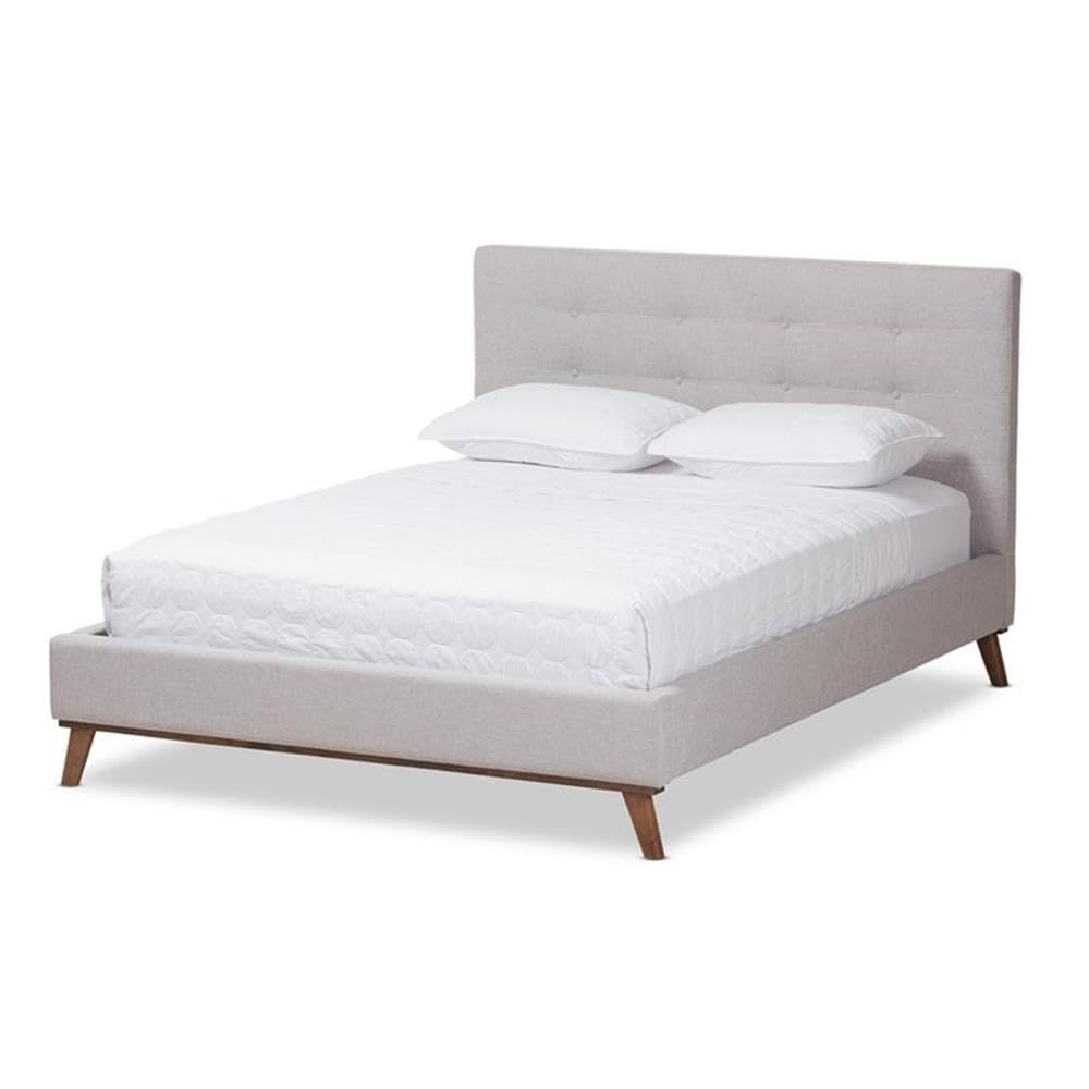 Baxton Studio Valencia Upholstered Full Platform Bed in Grayish Beige