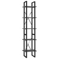 vidaXL Bookshelf, Book Cabinet with 5 Doors Bookcase, Storage Shelf for Office Living Room, Freestanding Shelving Unit, Modern, Gray Engineered Wood