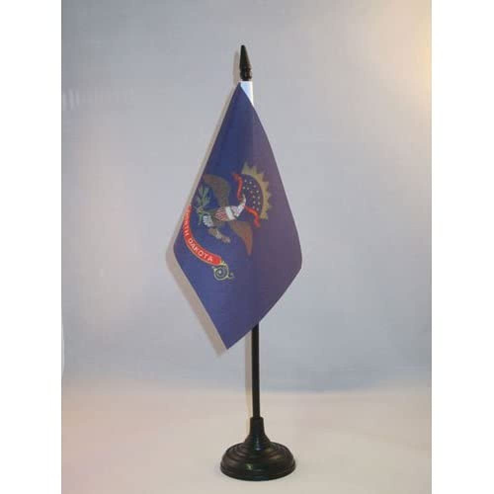 North Dakota Table Flag 4' X 6' - Us State Of Dakota Du Nord Desk Flag 15 X 10 Cm - Black Plastic Stick And Base - Az Flag
