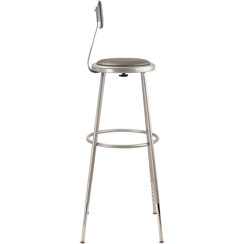 National Public Seating -Cn Steel Stool With Vinyl Upholstered Seat Adjustable And Backrest, 31&quot;-39&quot;, Grey (Pack Of 3)