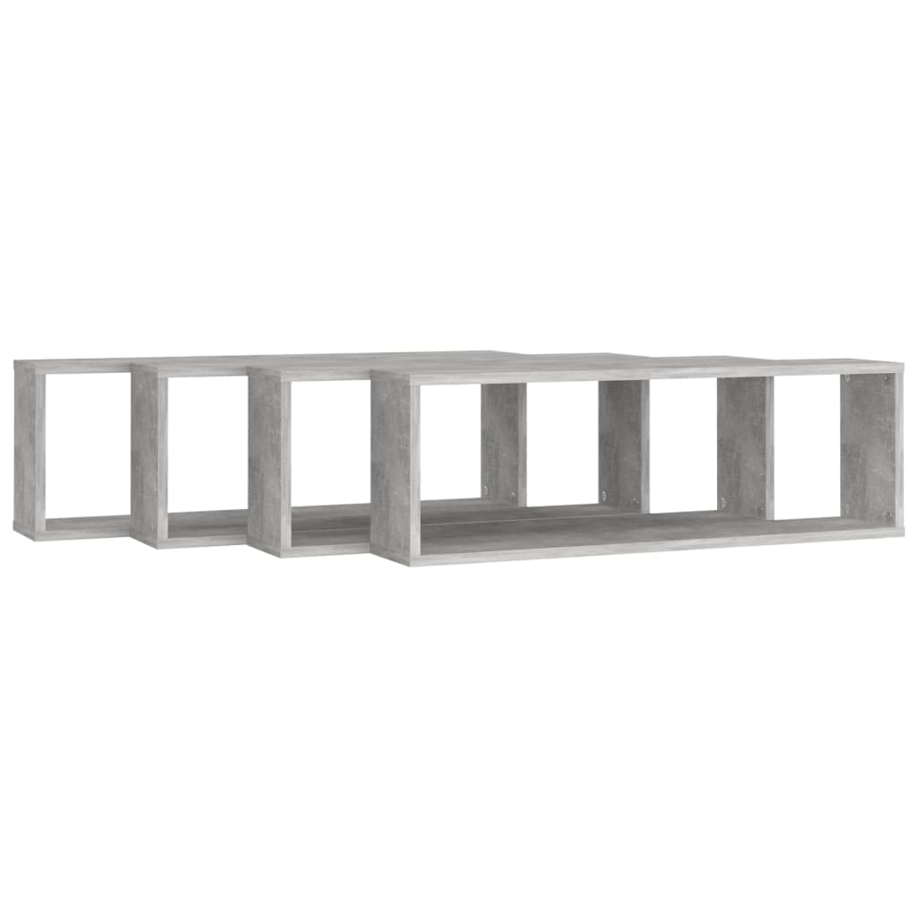 vidaXL Wall Cube Shelves 4 pcs Concrete Gray 31.5&quot;x5.9&quot;x10.4&quot; Engineered Wood