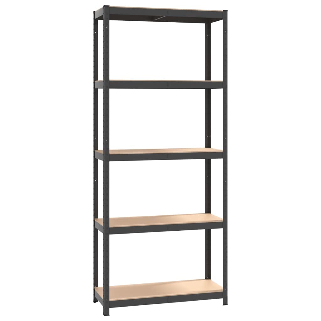 vidaXL 5-Layer Storage Shelf - Galvanized Steel, Engineered Wood and Plastic - Industrial Style - Sturdy Durable Design - Anthracite Color - Dimensions: 29.5&quot; x 11.8&quot; x 67.7&quot;