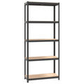 vidaXL 5-Layer Storage Shelf - Galvanized Steel, Engineered Wood and Plastic - Industrial Style - Sturdy Durable Design - Anthracite Color - Dimensions: 29.5" x 11.8" x 67.7"