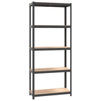 vidaXL 5-Layer Storage Shelf - Galvanized Steel, Engineered Wood and Plastic - Industrial Style - Sturdy Durable Design - Anthracite Color - Dimensions: 29.5" x 11.8" x 67.7"