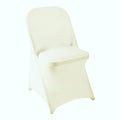 Howhic Folding Chair Covers for Party 12pcs, Ivory Universal Spandex Chair Covers for Folding Chairs, Stretchy Fitted Chair Cove