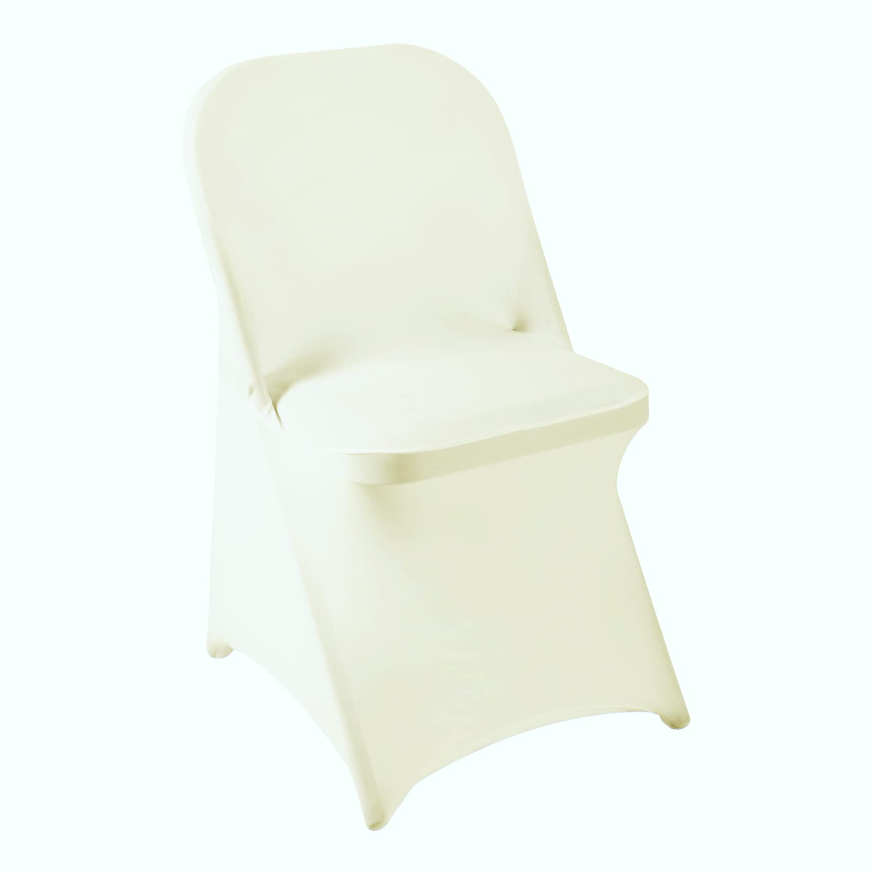 Howhic Folding Chair Covers for Party 12pcs, Ivory Universal Spandex Chair Covers for Folding Chairs, Stretchy Fitted Chair Cove