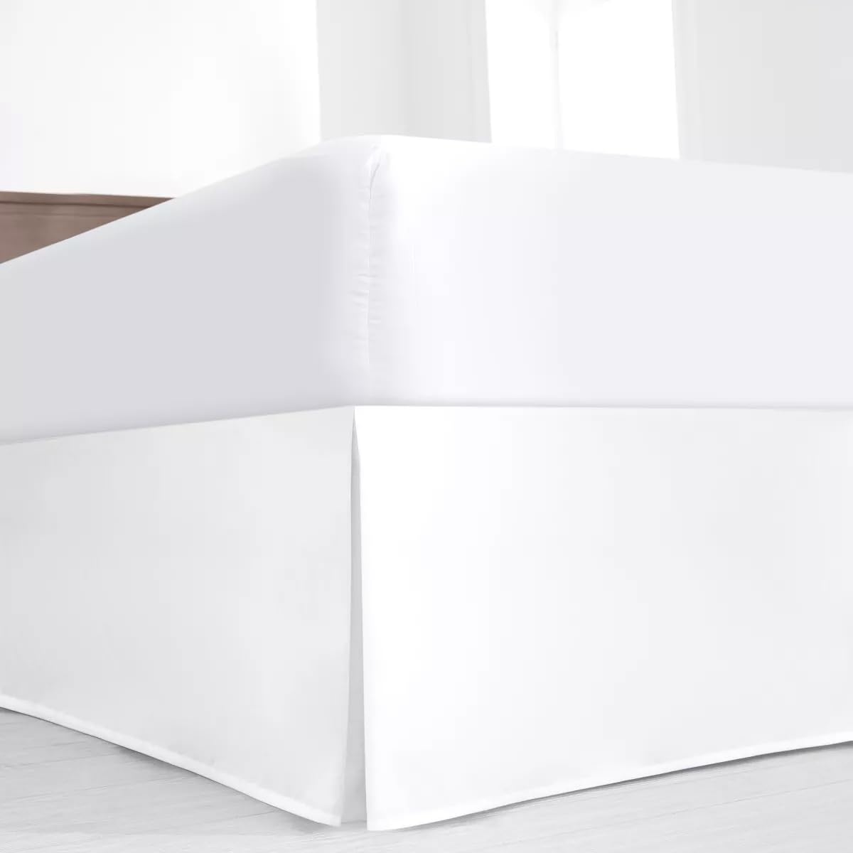 Luxury Pleated Queen Bed Skirt With Split Corners - 16 Inch Tailored Drop Easy Fit - Pleated Dust Ruffle - 100% Microfiber Soft,