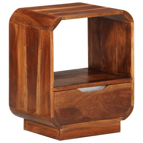 vidaXL 2 pcs Solid Sheesham Wood Nightstands - Versatile Bedroom Side Tables with Drawers and Open Compartment, 15.7&quot;x11.8&quot;x19.7&quot; - Easy Assembly Included