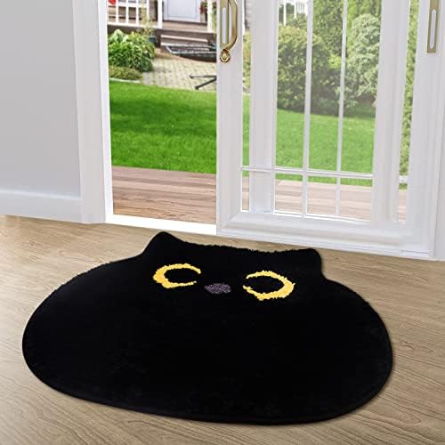 NIGOWAYS Bathroom Rug,Soft Cat Rug,Cute Black Cat Bath Mat for Bathroom, Bedroom,Non Slip Rug,Bath Rugs for Home Decorations,Hou
