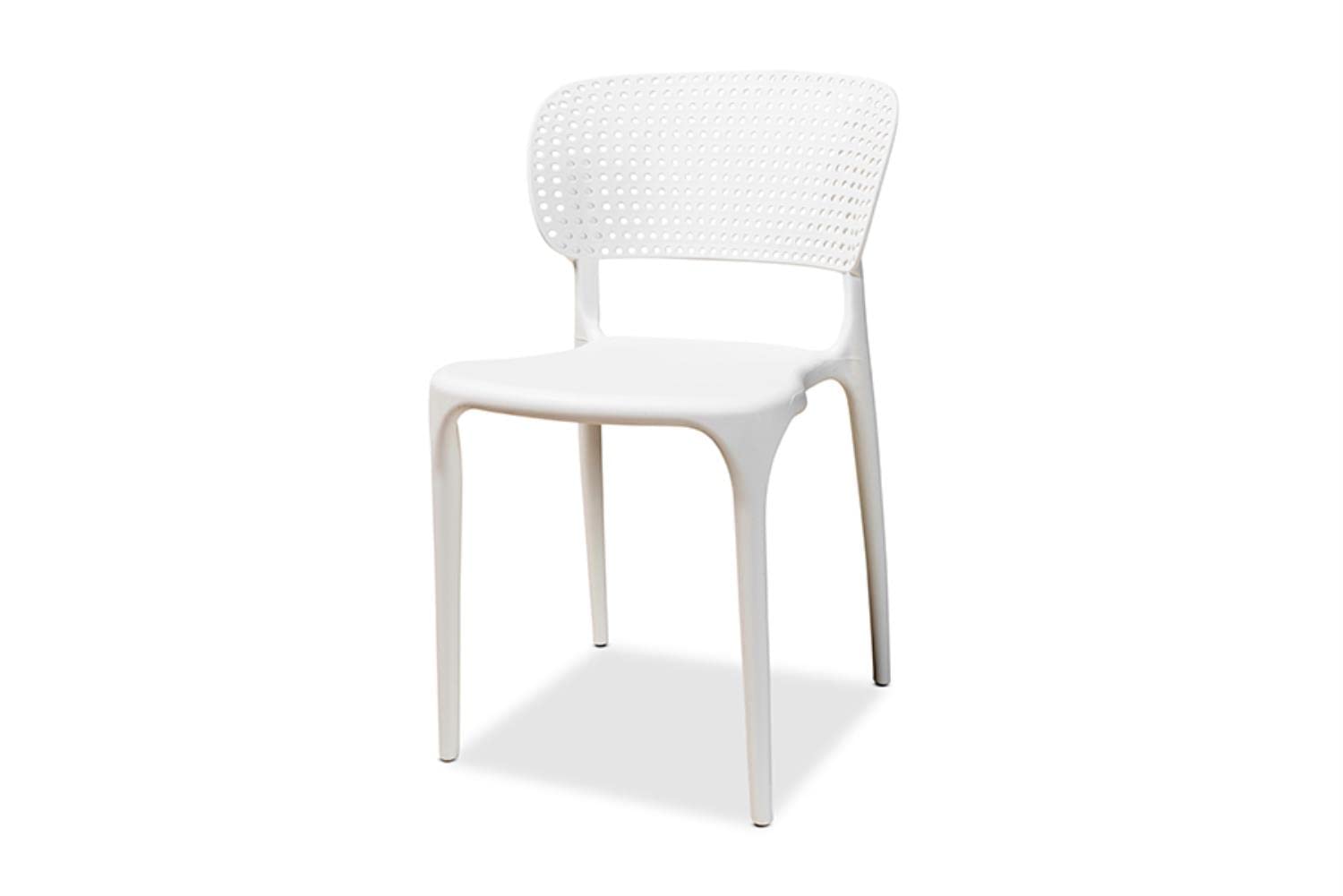 Baxton Studio Rae Modern and Contemporary White Finished Polypropylene Plastic 4-Piece Stackable Dining Chair Set