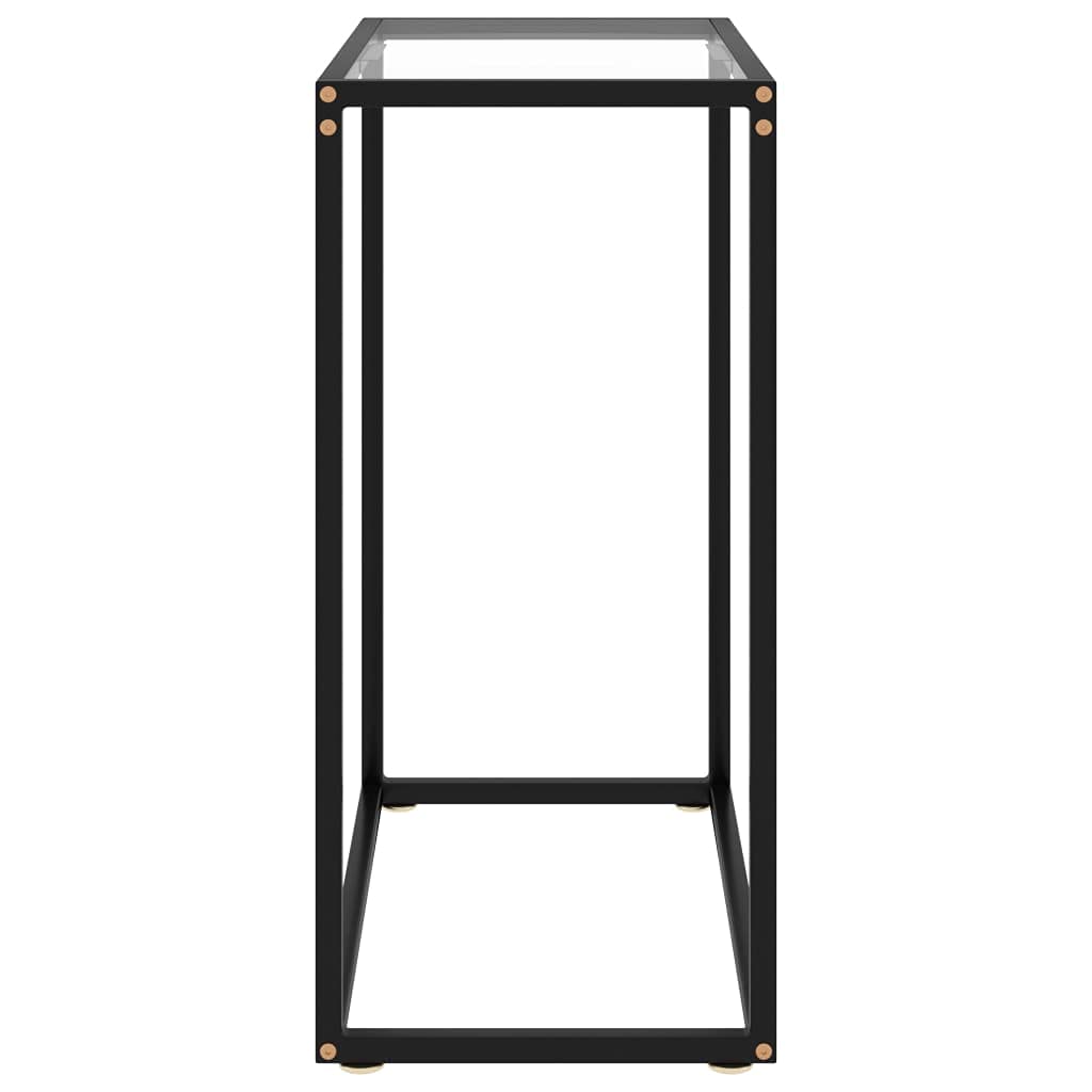 vidaXL Modern Console Table with Tempered Glass Top, Powder-Coated Steel Construction, Transparent, Storage Shelf, Rectangular Shape – Sturdy and Easy Clean