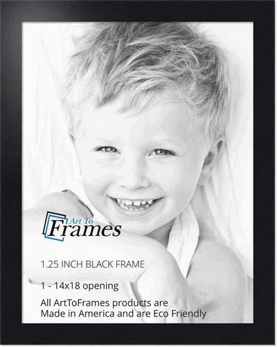 ArtToFrames 14x18 Inch Black Picture Frame, This 1.25 Custom Poster Frame is Black Steel Style, for Your Art or Photos - Comes w