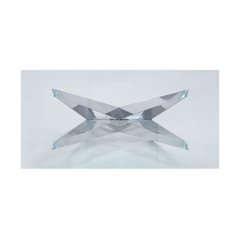 Acme Dekel Dining Contemporary Styled Glass Table in Chrome Finish