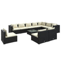 vidaXL Patio Lounge Set 11 Piece with Cushions Garden Outdoor Lawn Yard Terrace Balcony Seat Seating Sofa Lounge Set Furniture P
