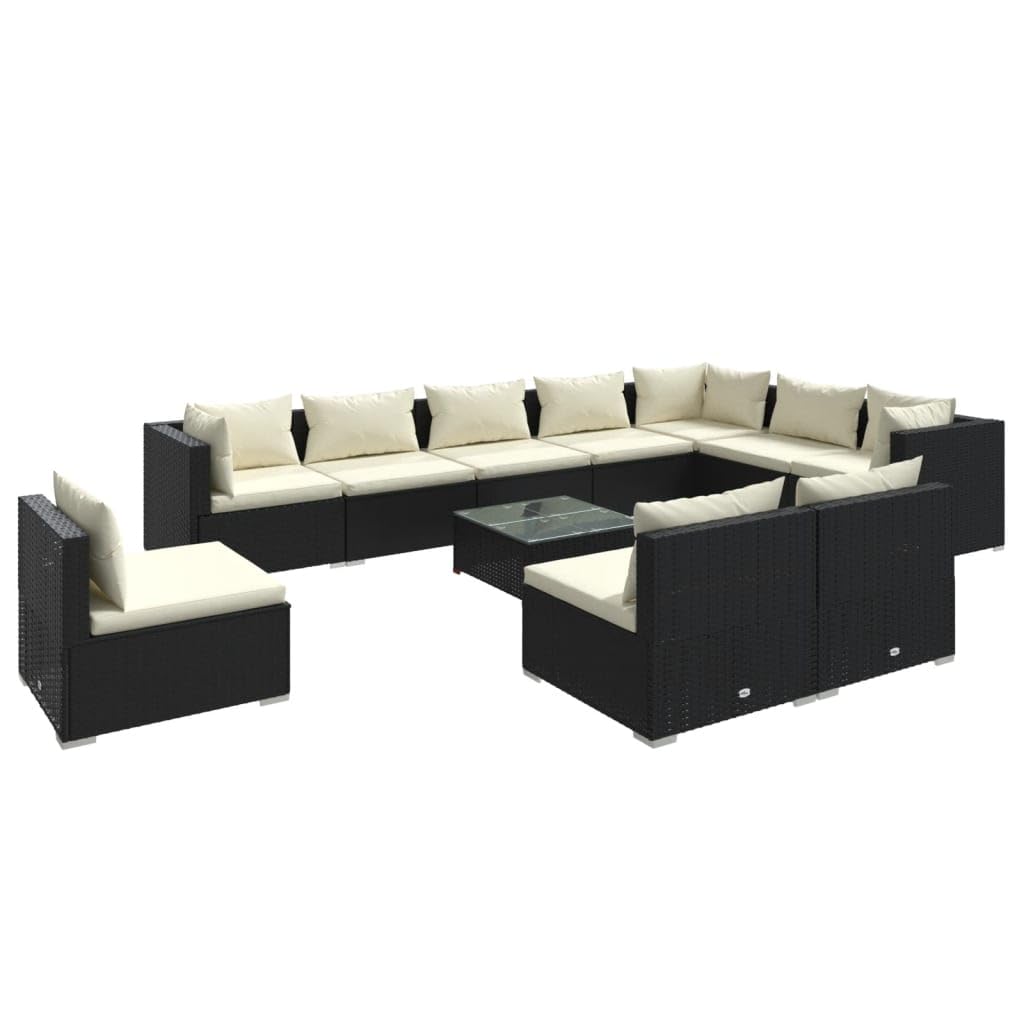 vidaXL Patio Lounge Set 11 Piece with Cushions Garden Outdoor Lawn Yard Terrace Balcony Seat Seating Sofa Lounge Set Furniture P