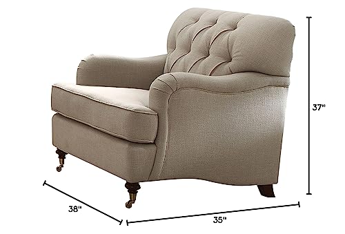 Acme Alianza Button Tufted Chair In Beige Fabric
