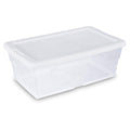 Sterilite 6 Qt Storage Box, Stackable Bin with Lid, Plastic Container to Organize Shoes and Crafts on Closet Shelves, Clear with