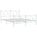 vidaXL White Steel Double Bed Frame with Headboard/Footboard - 81.5"x61.4"x35.6" for Mattress 59.1"x78.7"