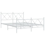 vidaXL White Steel Double Bed Frame with Headboard/Footboard - 81.5"x61.4"x35.6" for Mattress 59.1"x78.7"