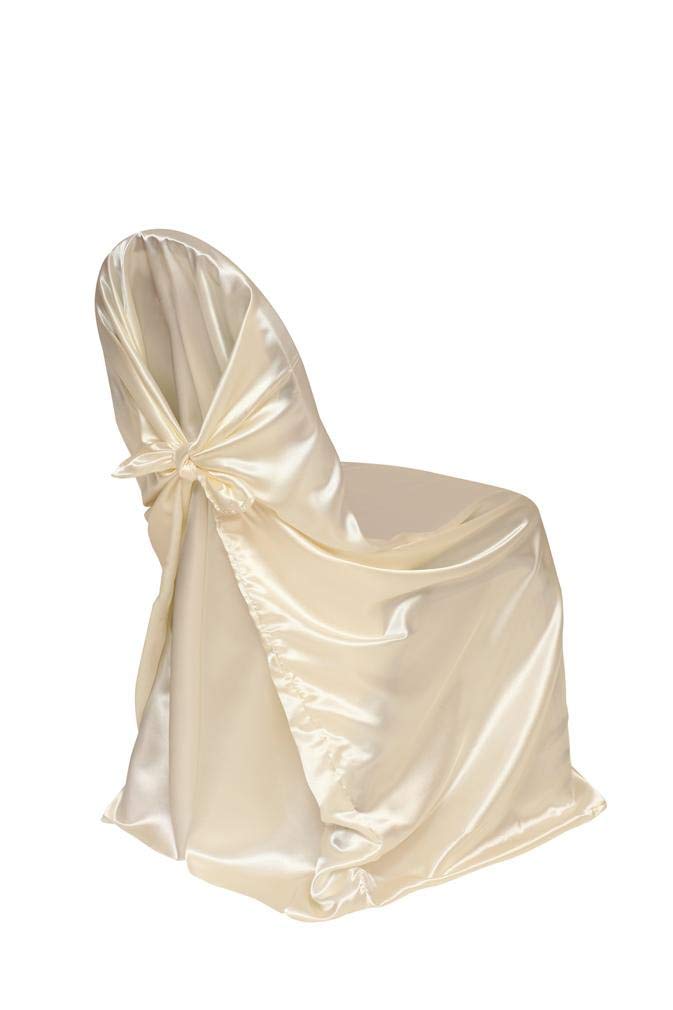 Your Chair Covers - Satin Self-Tie Universal Chair Cover Ivory, Pillow Case Slipcovers For Chairs In Weddings And Events