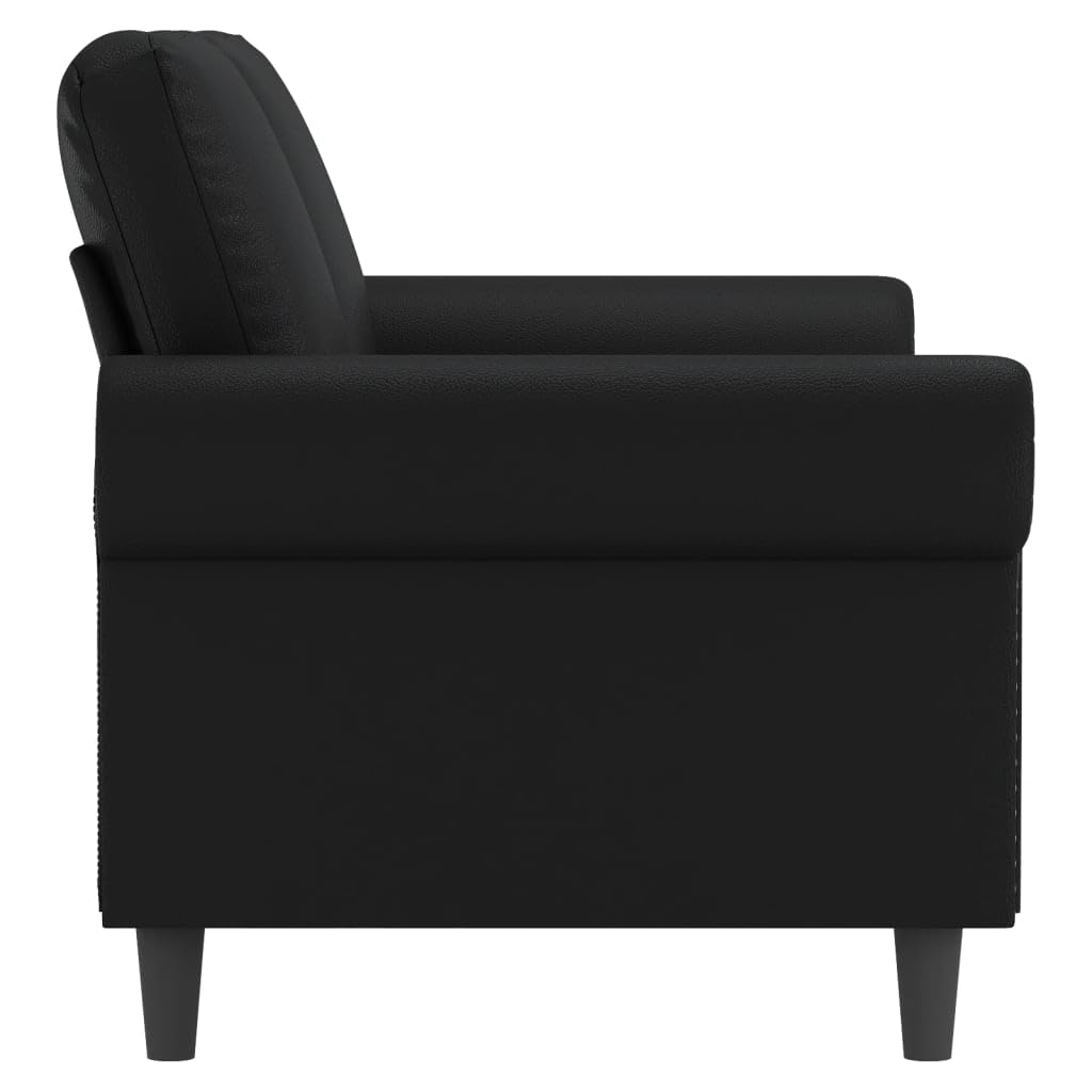 vidaXL Faux Leather Two-Seater Sofa - Modern Black Design, Padded Comfort, Indoor Lounge Seating, Durable Metal Frame, Easy-to-Clean Surface