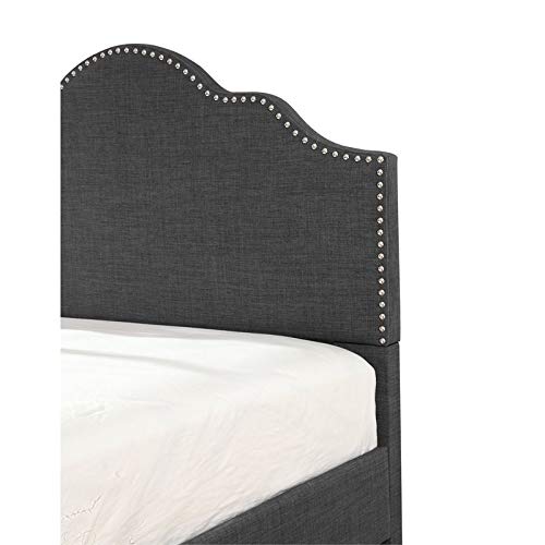 Wallace & Bay Kirby Upholstered Bed with Nailhead, Full, Dark Gray
