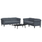 vidaXL Dark Gray Modern Sofa Set - 2 and 3-Seater Velvet Couches with Sturdy Legs & Comfortable Padded Living Room Furniture