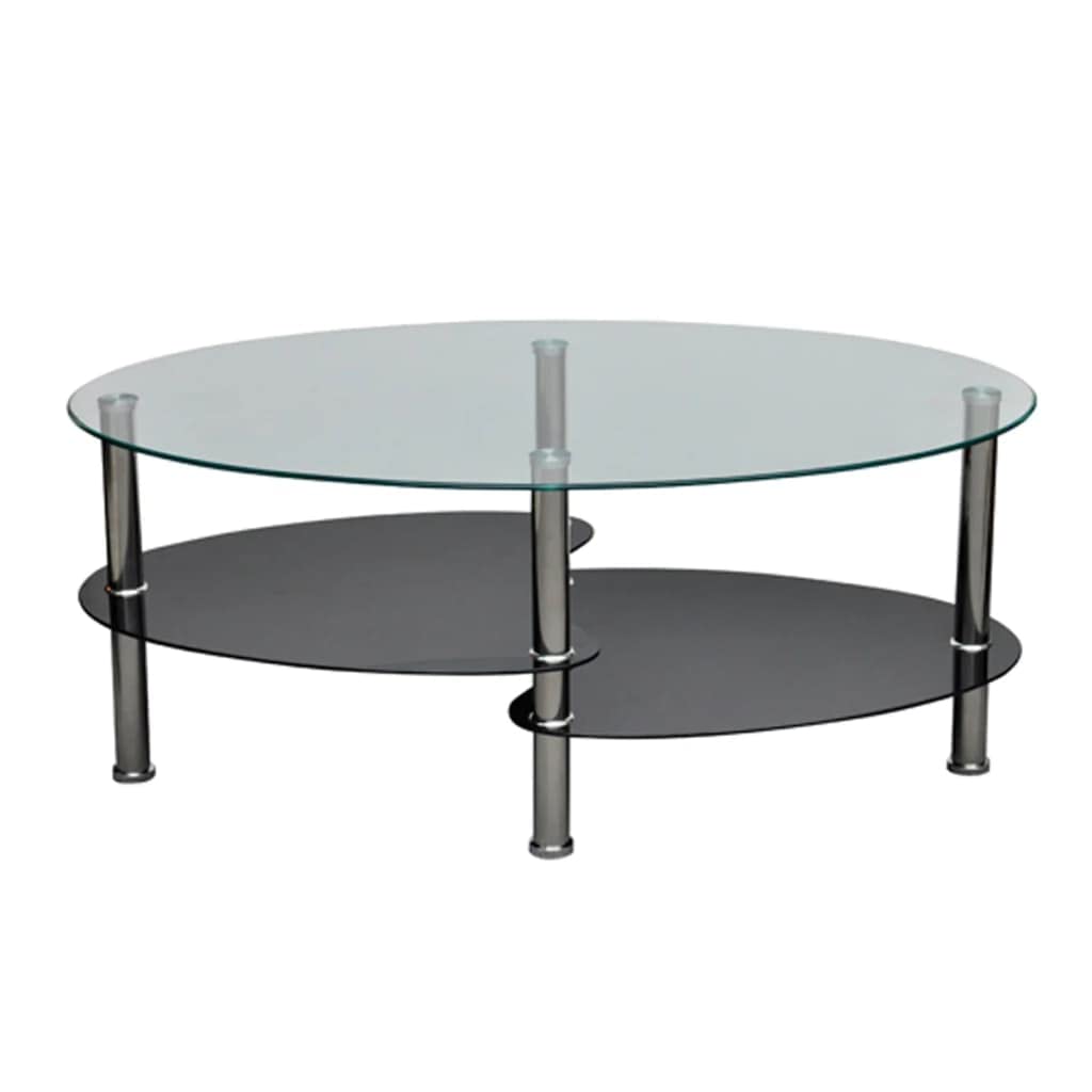 vidaXL Metal Frame Glass Tabletop Coffee Side Table Living Room Furniture Black