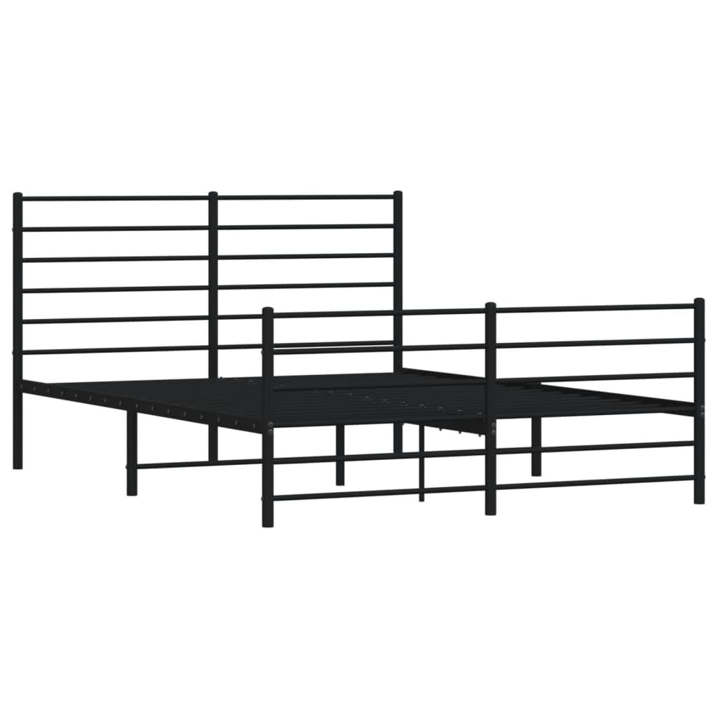 vidaXL 12 Inch Full Metal Bed Frame with Headboard & Footboard, No Box Spring Needed, Noise Free Platform Bed Frame with Steel Slats, Easy Assembly, Under Bed Storage, Minimalist, Black