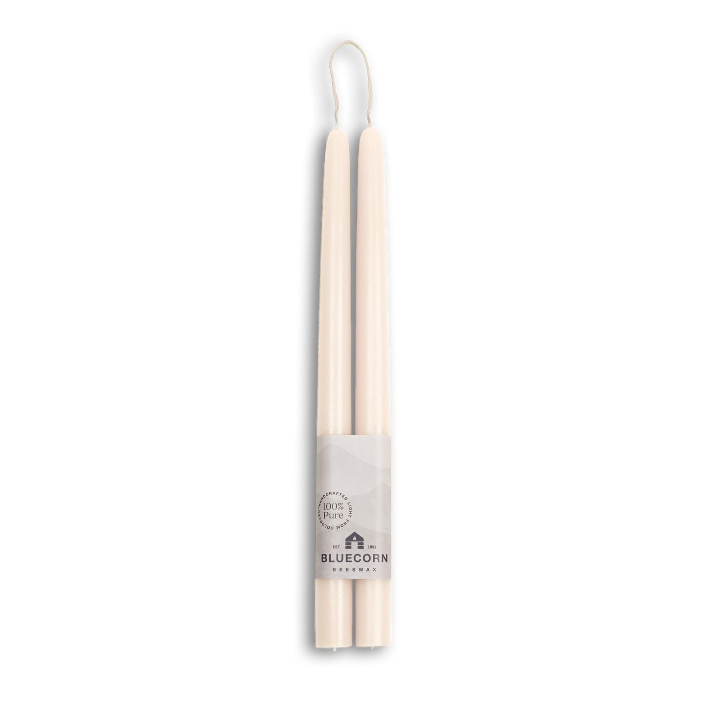 Bluecorn 100% Pure Beeswax Taper Candles | Natural Beeswax Candles, Ivory White Unscented Tapered Candles | 12 Inch Candles, Pai