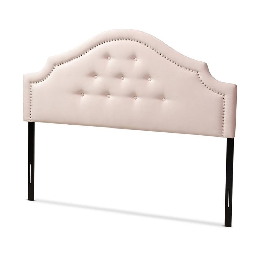 Baxton Studio Cora Modern and Contemporary Light Pink Velvet Fabric Upholstered Full Size Headboard