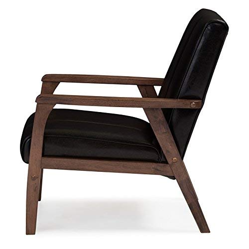 Baxton Studio BBT8011A2-Black Living-Room-Chairs, Medium, Leather, Black