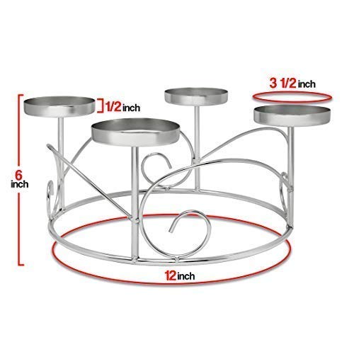Christmas Advent Wreath Ring Candle Holder For Pillar Advent Candles Wreaths -Silver - Advent Season X-Mas Advent Candle Centerp