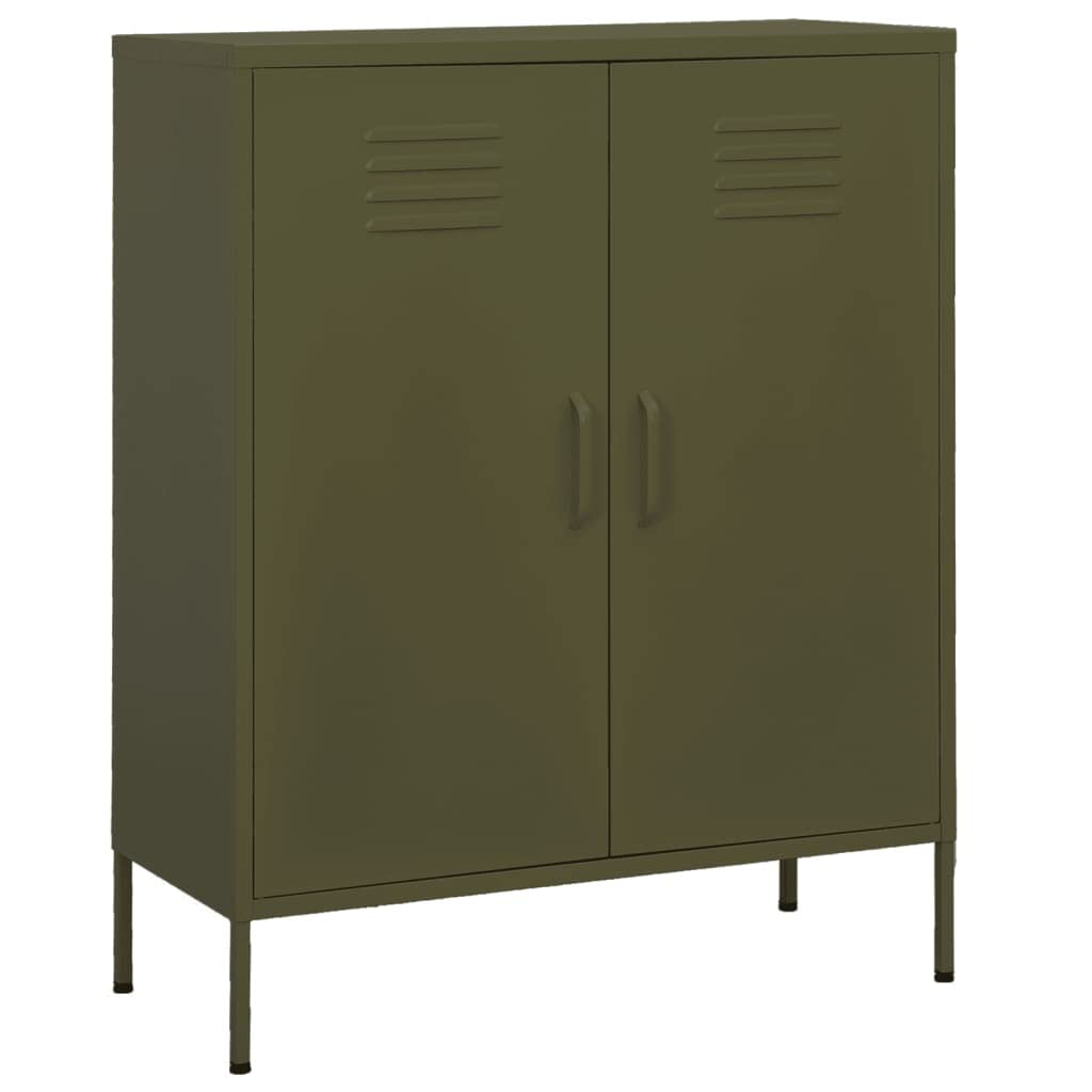 vidaXL Storage Cabinet Olive Green 31.5&quot; Steel Home Side Cabinet Furniture