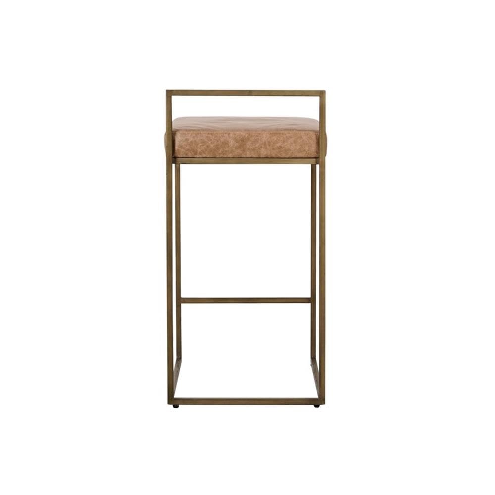 Kosas Home Belfort 26" Leather & Metal Counter Stool in Chestnut/Brass