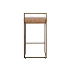 Kosas Home Belfort 26" Leather & Metal Counter Stool in Chestnut/Brass