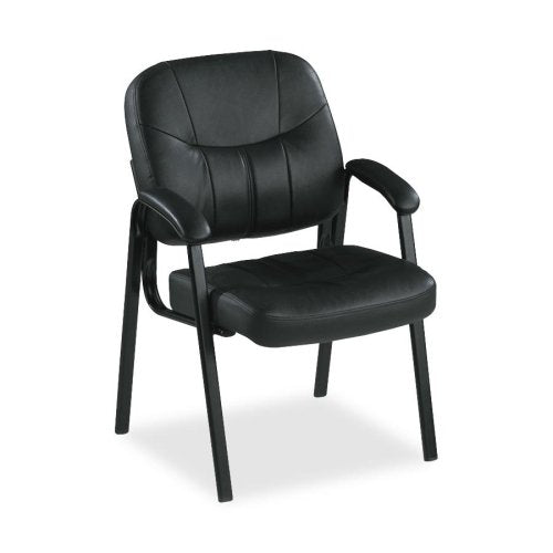 Lorell Chadwick Executive Leather Guest Chair-Guest Chair, 26&quot;X28&quot;X35-1/2&quot;, Black Leather