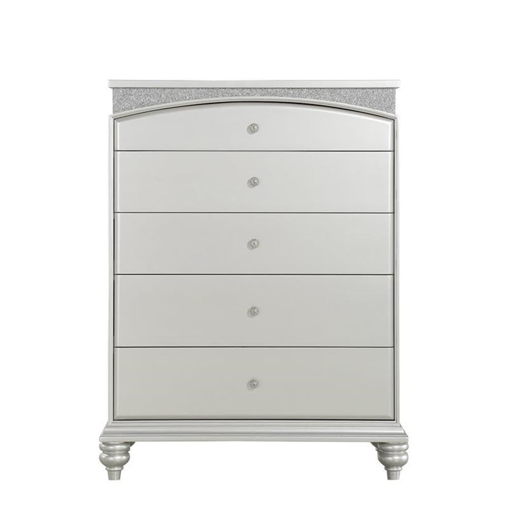 Acme Maverick 5-Drawer Wooden Chest in White Platinum