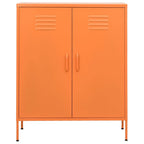 vidaXL Steel Storage Cabinet - Freestanding, Adjustable Shelves, 31.5"x13.8"x40", Industrial-Style Sideboard in Vibrant Orange