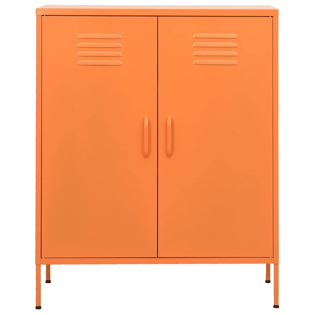 vidaXL Steel Storage Cabinet - Freestanding, Adjustable Shelves, 31.5"x13.8"x40", Industrial-Style Sideboard in Vibrant Orange