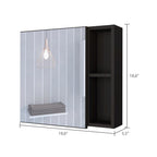 Queets Medicine Single Door Cabinet with Mirror, 2 Open Shelves, and 3 Inner Shelves, Black