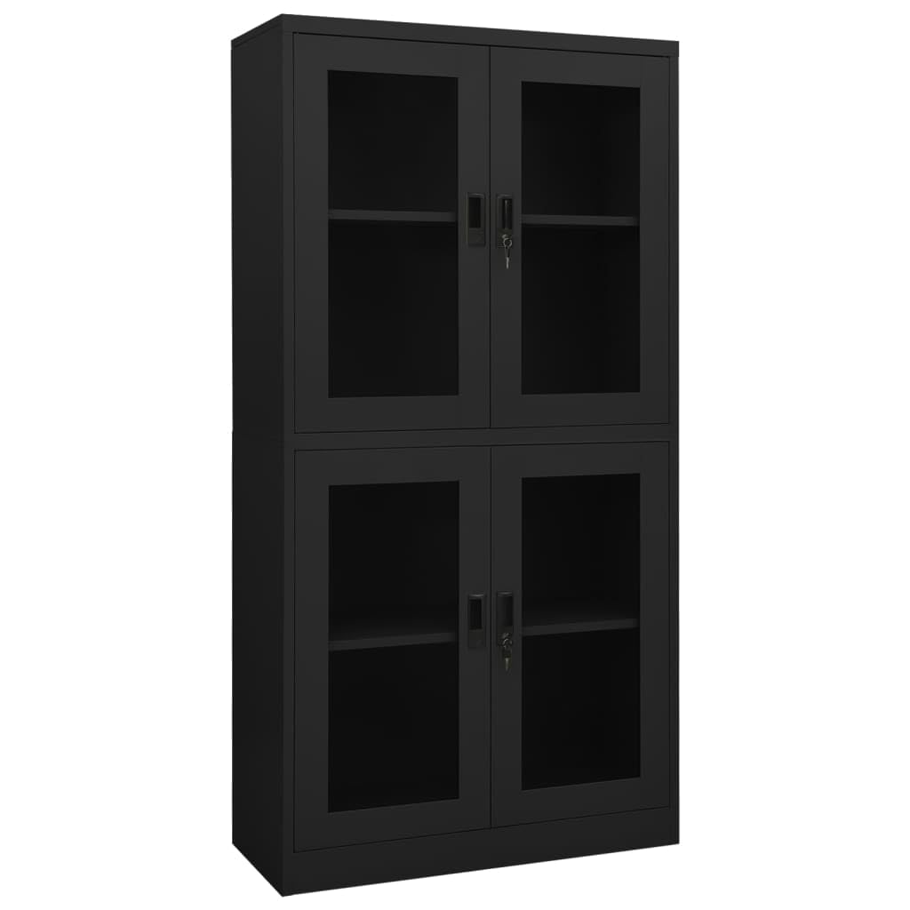 vidaXL Office Cabinet Anthracite 35.4&quot;x15.7&quot;x70.9&quot; Steel and Tempered Glass