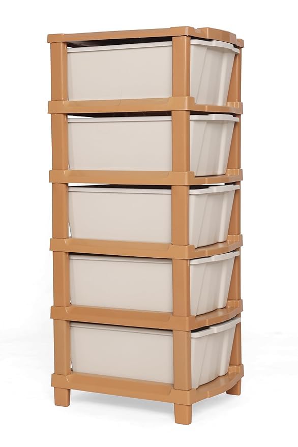Kitchivo Modular Drawer Storage Organizer/Plastic Chest Of Drawers For Kitchen Storage Cabinet/MultiLayer Storage Drawer (Cream