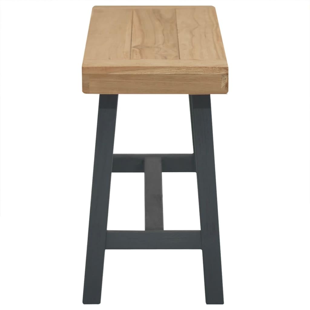 vidaXL Solid Teak Wood Bench with Black Painted Legs - Thumbnail 3