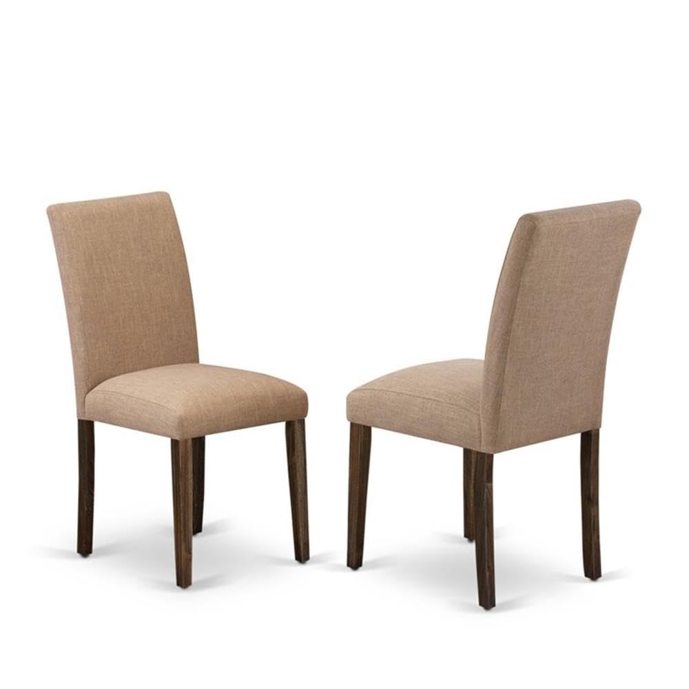 East West Furniture X776Ab747-5 5 Piece Kitchen Table Set Includes A Rectangle Dining Table With X-Legs And 4 Light Sable Linen Fabric Parson Dining Room Chairs, 36X60 Inch, Multi-Color