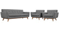 Modway Engage Mid-Century Modern Upholstered Expectation Gray, Two Armchairs and Sofa