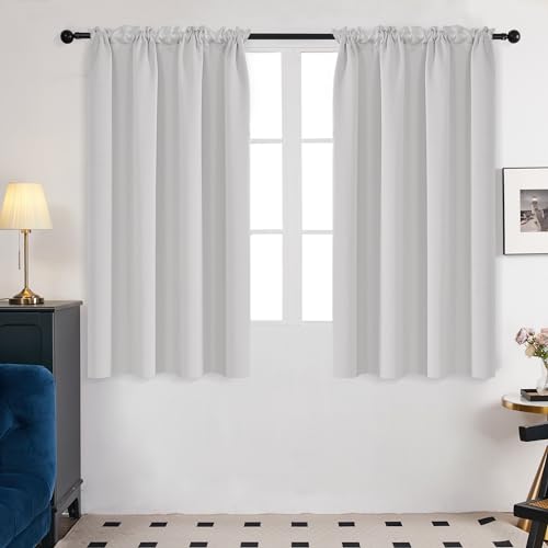 Deconovo Blackout Curtains For Bedroom–Thermal Insulated, Noise-Reducing, Energy-Efficient Drapes For Privacy & Soundproofing–Ideal For Parents, Seniors–42W X 45L Inch, Greyish White, 2 Panels