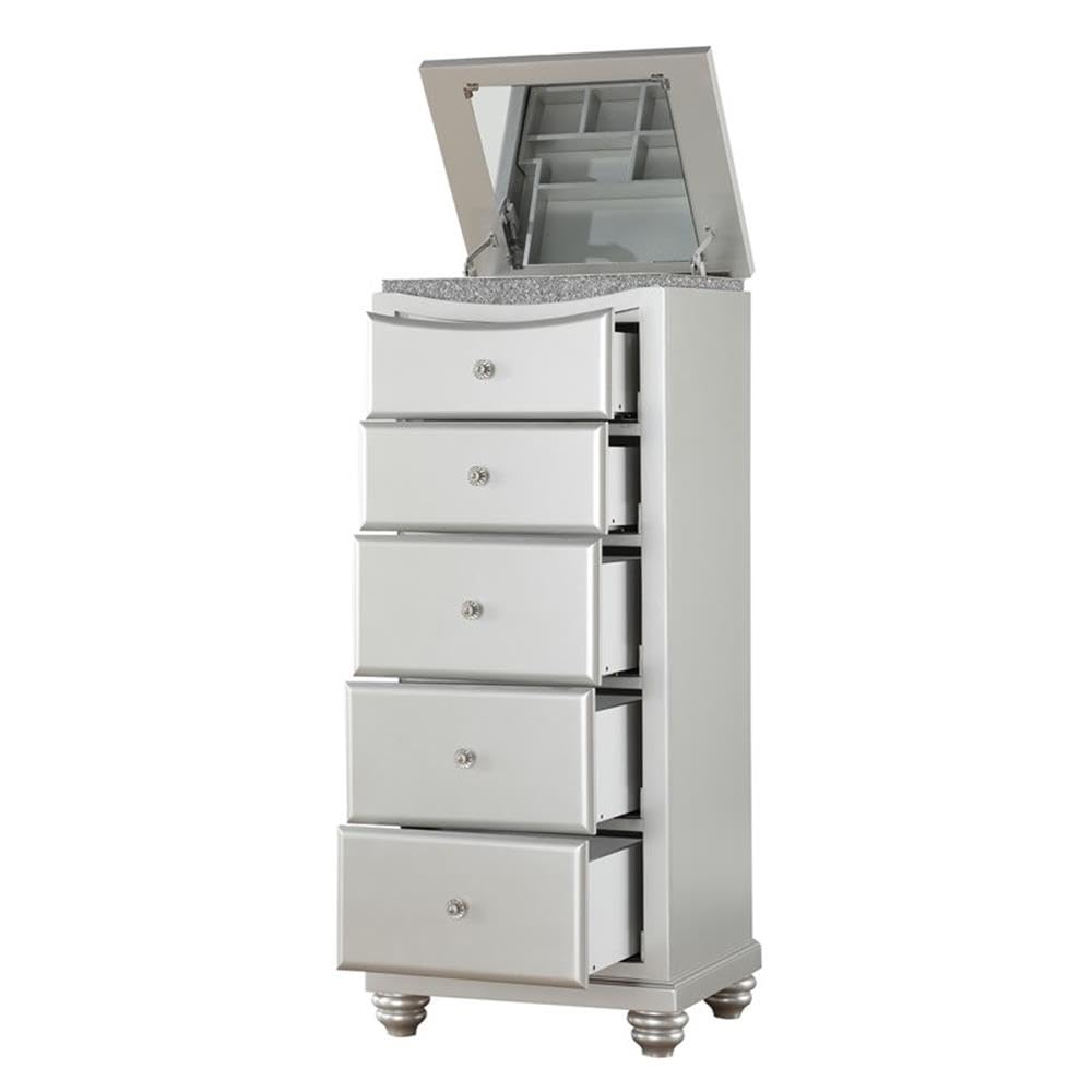 Acme Maverick 5-Drawer Wooden Lingerie Chest in White Platinum