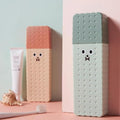 Vroxy Travel Toothbrush Holder  BiscuitShaped Portable Toothbrush Storage Box Container, Cute Cartoon Case with Tongue Cleaner