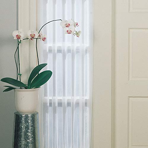 No. 918 Emily Sheer Voile Rod Pocket Door Sidelight Curtain Panel, 28'' X 72'', White
